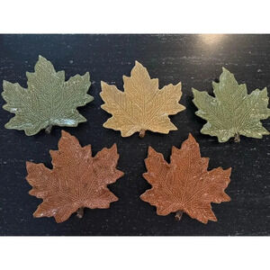9” Ceramic Fall Thanksgiving Leaf Plates/Platters Set of 5